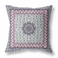 Palacedesigns 20 in. Holy Floral Indoor & Outdoor Throw Pillow Muted Pink & Grey PA3101369